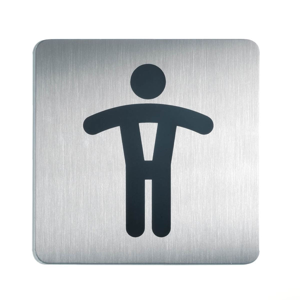 Durable Adhesive Men's WC Symbol Bathroom Toilet Sign | Stainless Steel | Square