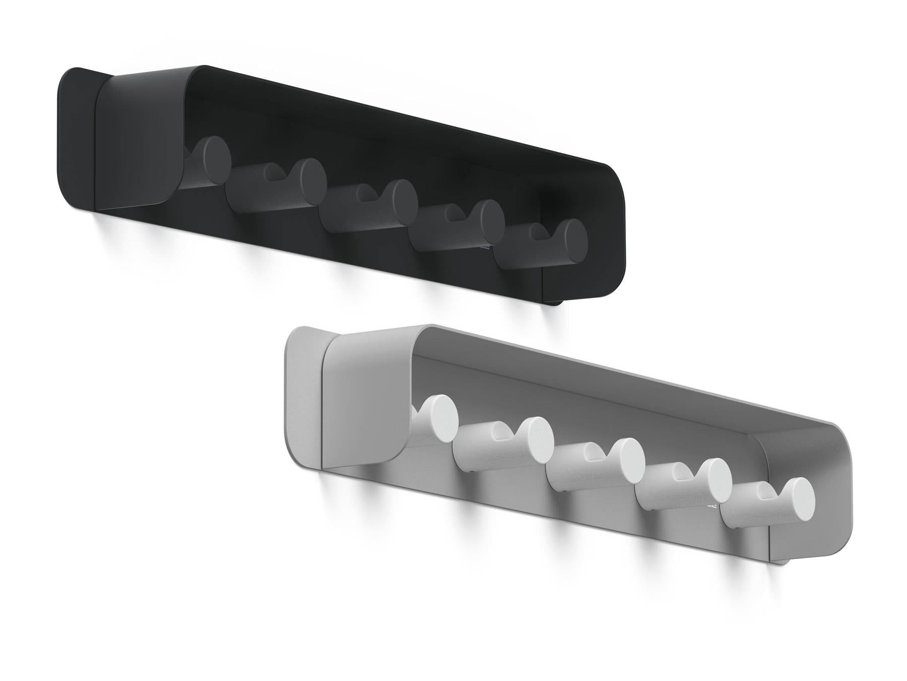 Durable DURASTORE Aluminium Wall Mounted Coat Rack 5 Hooks with Shelf | Black