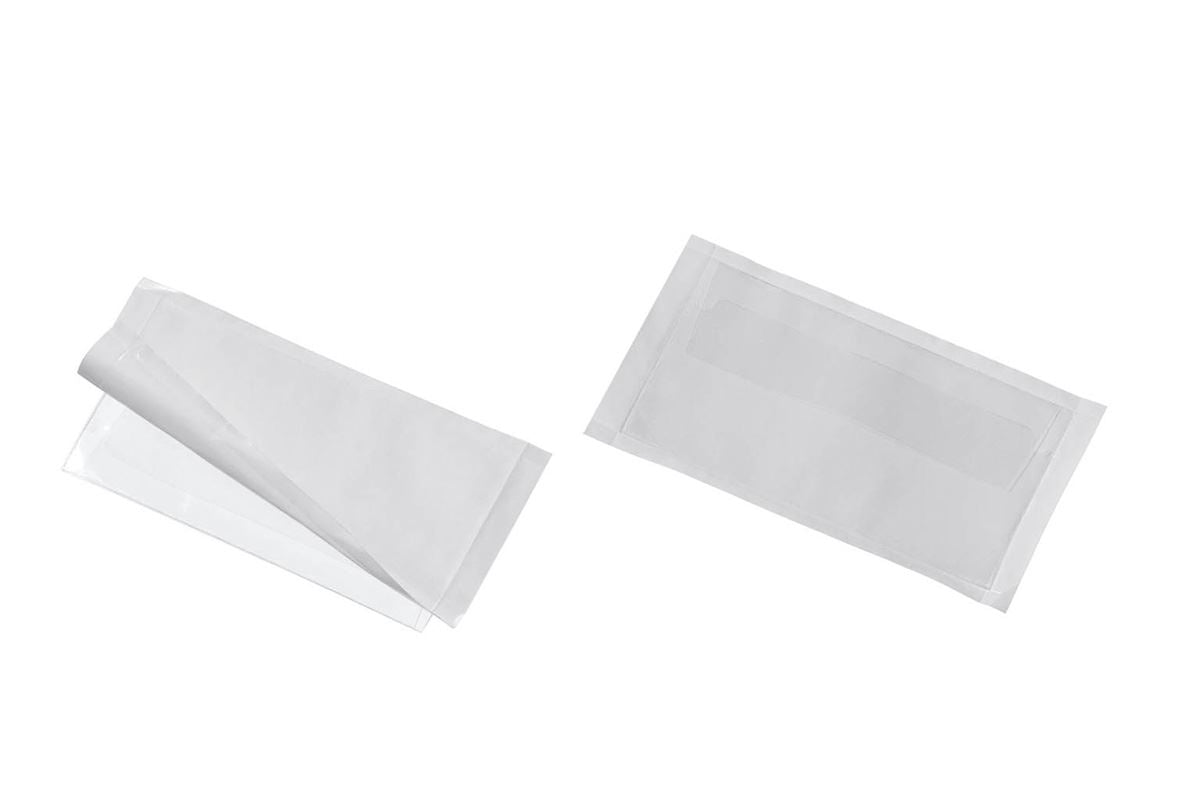 Durable POCKETFIX PLUS Adhesive Flap Pocket Label Sleeve | 10 Pack | 90 x 57mm