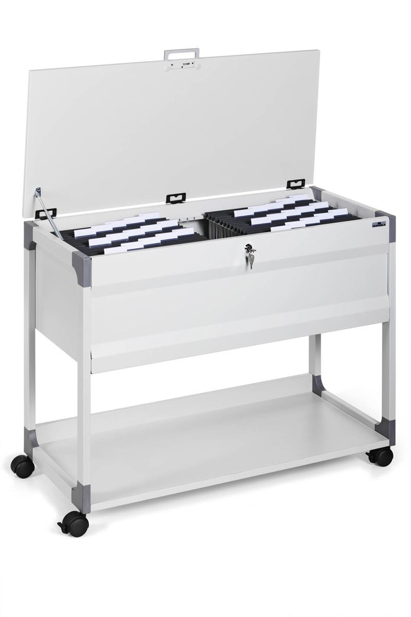 Durable Locking Lid Suspension File Trolley | for 100 A4 Folders | Grey