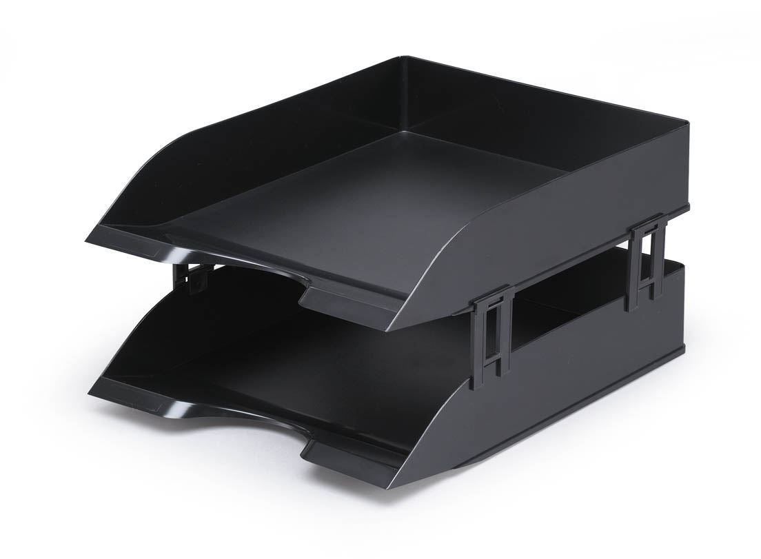 Durable Stackable Letter Tray Document Organiser Paper File | A4+ Black