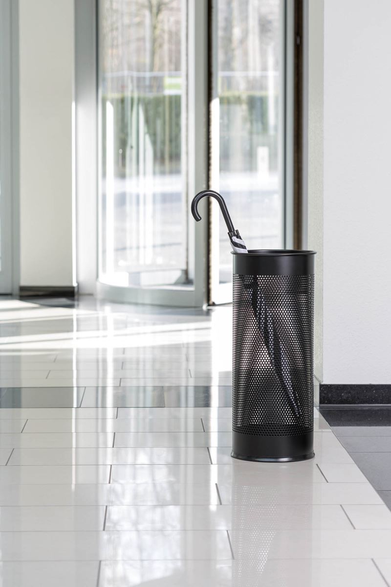 Durable Modern Perforated Steel Umbrella Stand | 29 Litre Black