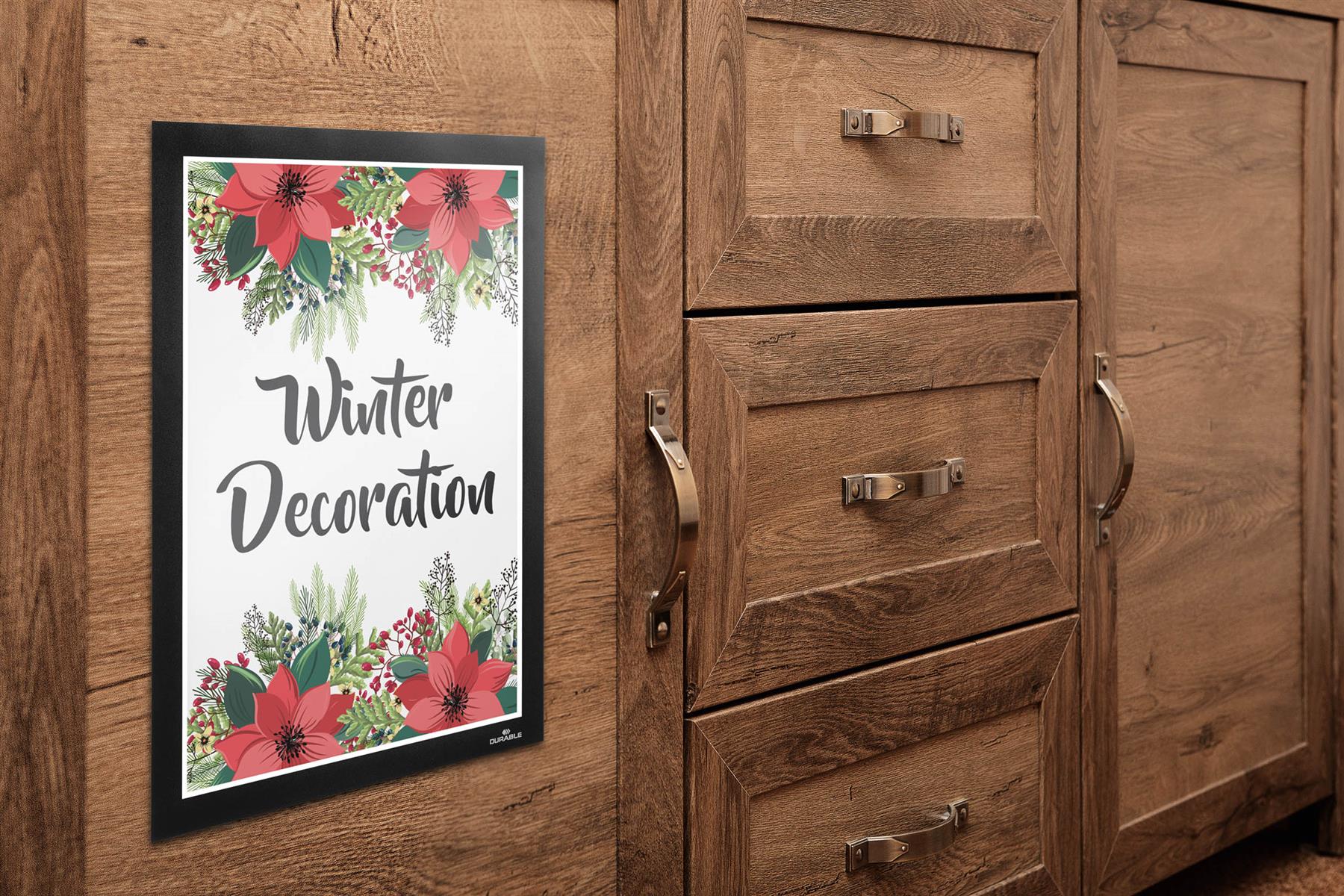 Durable DURAFRAME Wallpaper Self Adhesive Magnetic Signage Frame | A4 Black