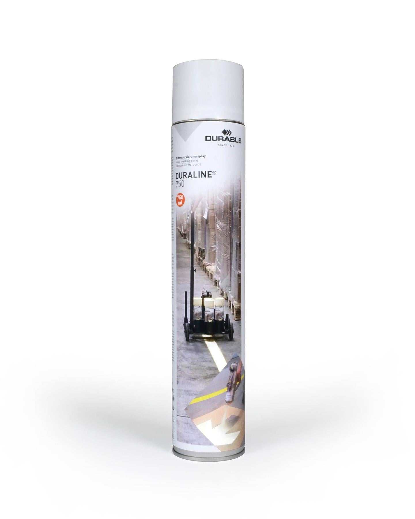 Durable DURALINE Floor Marking Spray 750ml | Permanent Line Paint | White