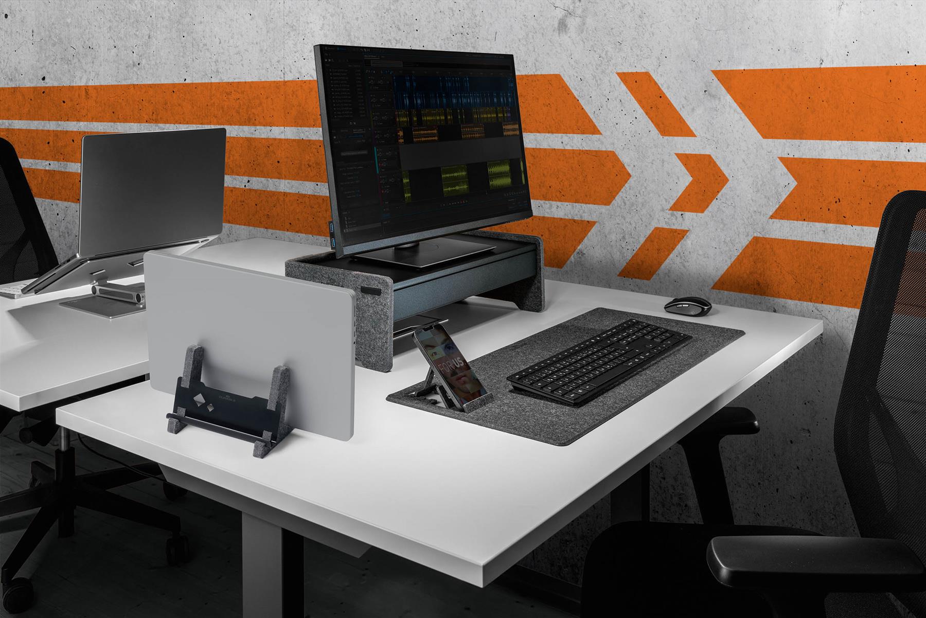 Durable Recycled Felt Vertical Laptop Stand Dock | Space Saving 3-in-1 Holder