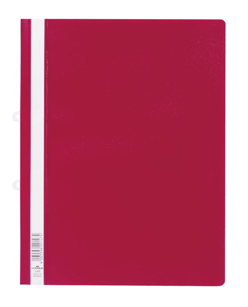 Durable Clear View Project Folder Report File + Filing Strip | 25 Pack | A4+ Red