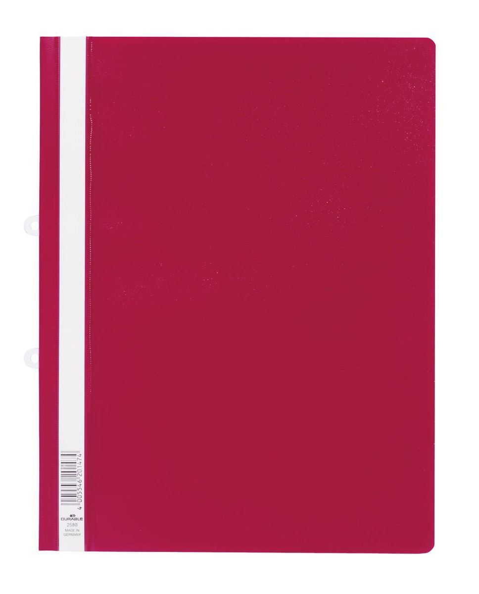 Durable Clear View Project Folder Report File + Filing Strip | 25 Pack | A4+ Red