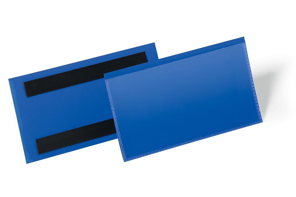 Durable Magnetic Ticket Holder Document Pockets | 50 Pack | 150 x 67mm | Blue