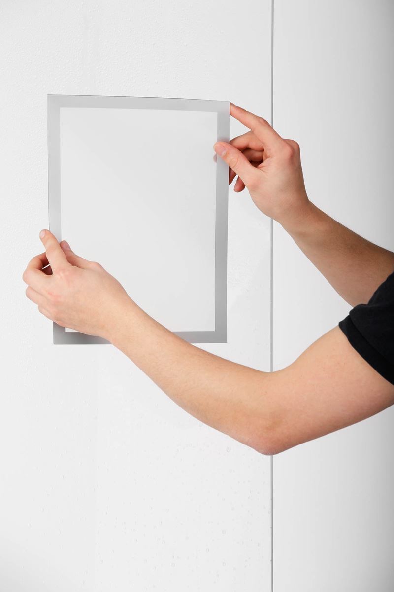 Durable DURAFRAME Static Cling Magnetic UV Signage Frames | 2 Pack | A4 Silver