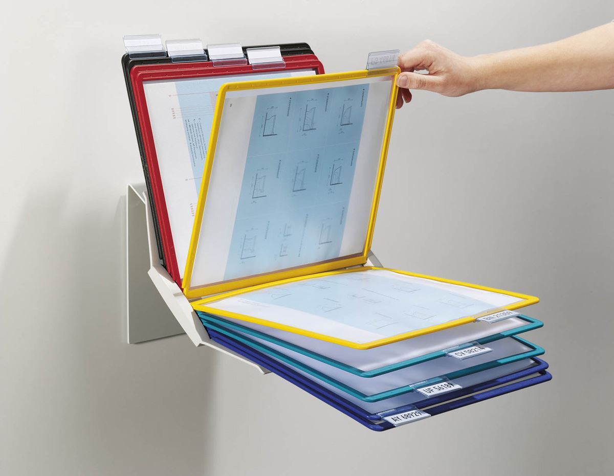 Durable VARIO PRO 10 Display Panel Desk Stand | 10 Panels | A4 Colour Coded