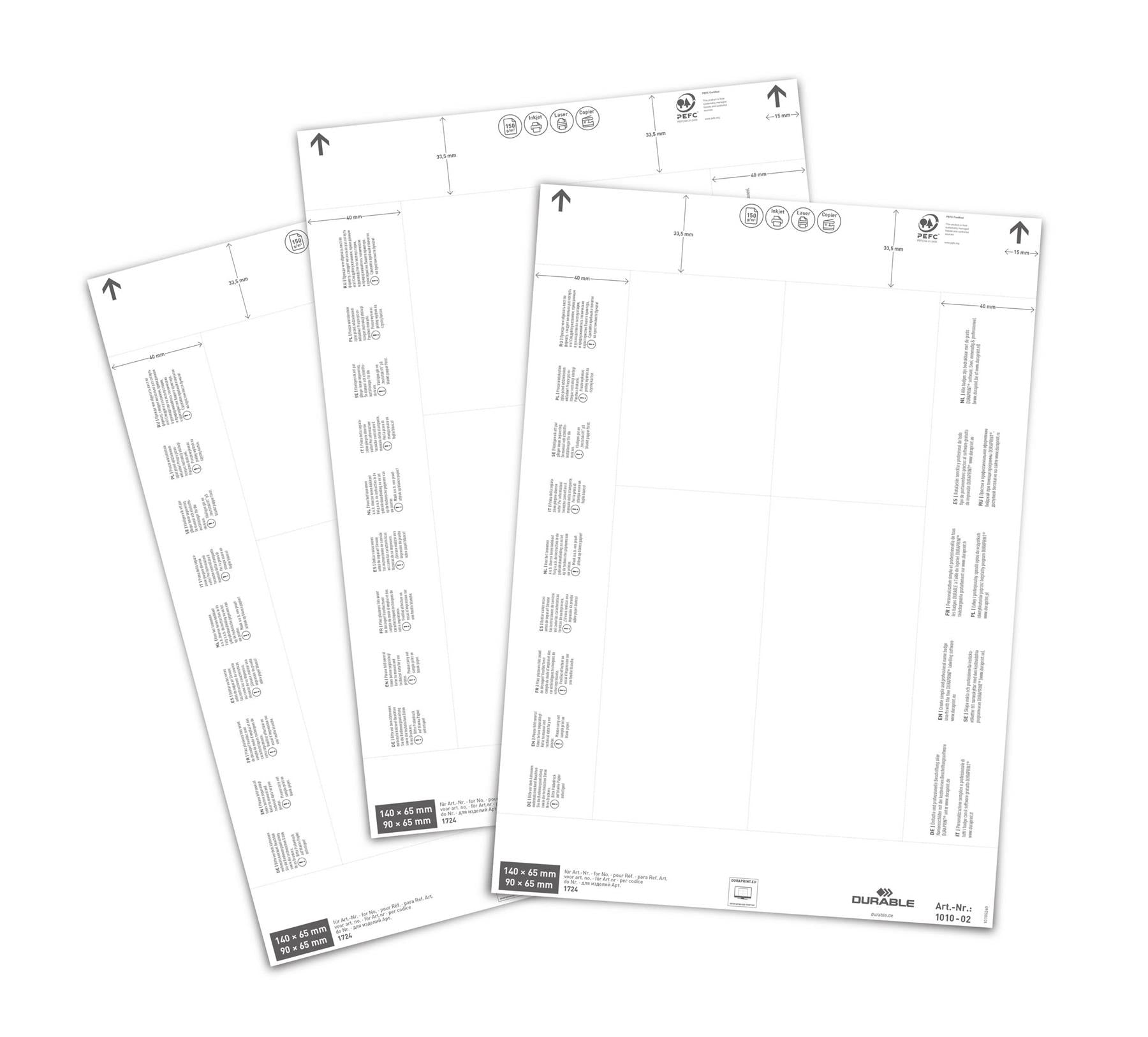 Durable Printable Ticket Insert Sheets for Pallet Feet | 20 Pack | 140/90 x 65mm