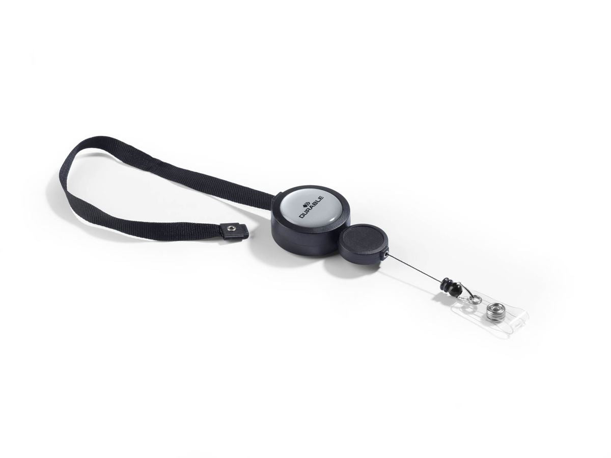 Durable Adjustable Breakaway Lanyard with Badge Reel | 10 Pack | Black