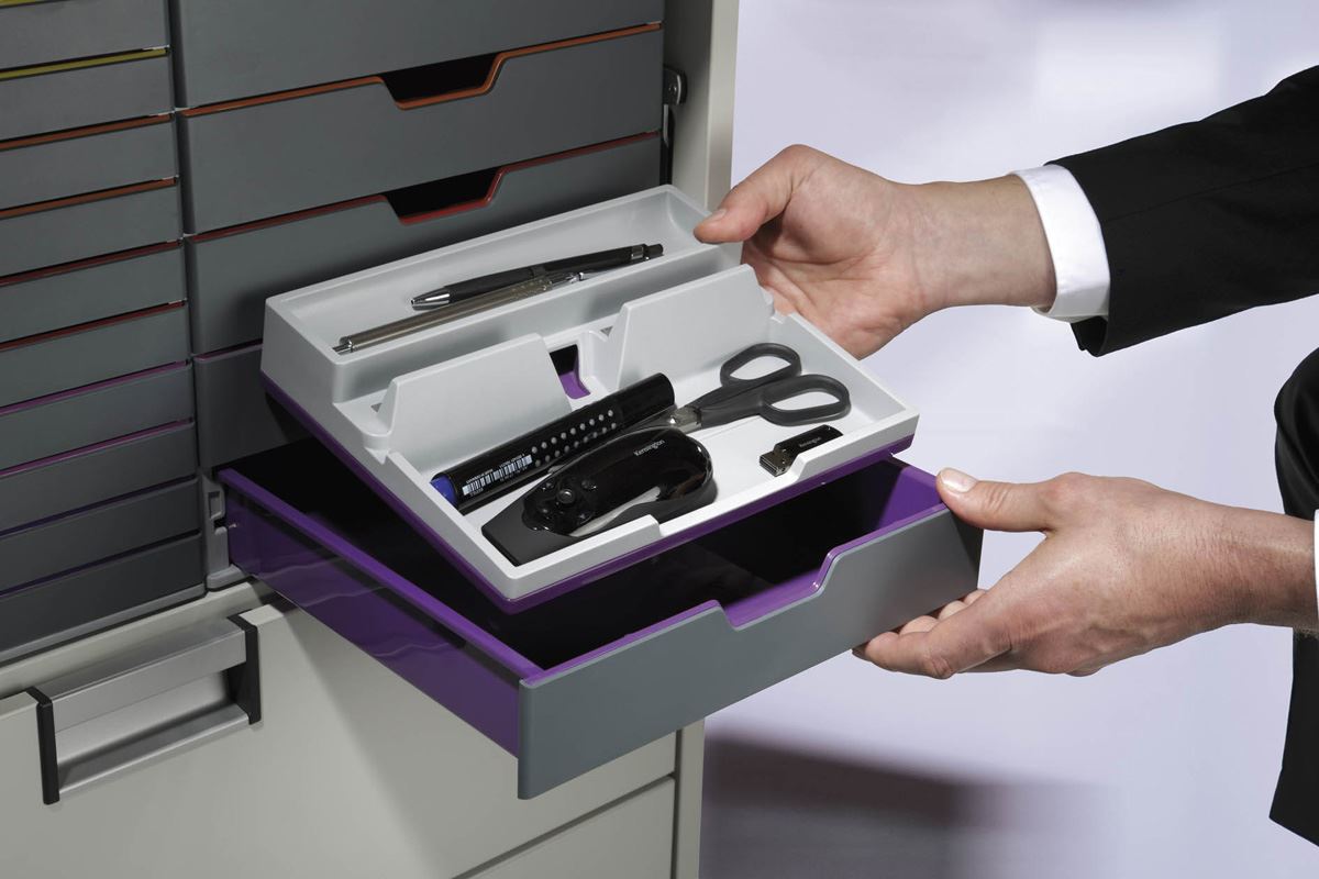 Durable VARICOLOR Desk Stationery Organiser Tray Pen Pencil Tidy Storage | Grey