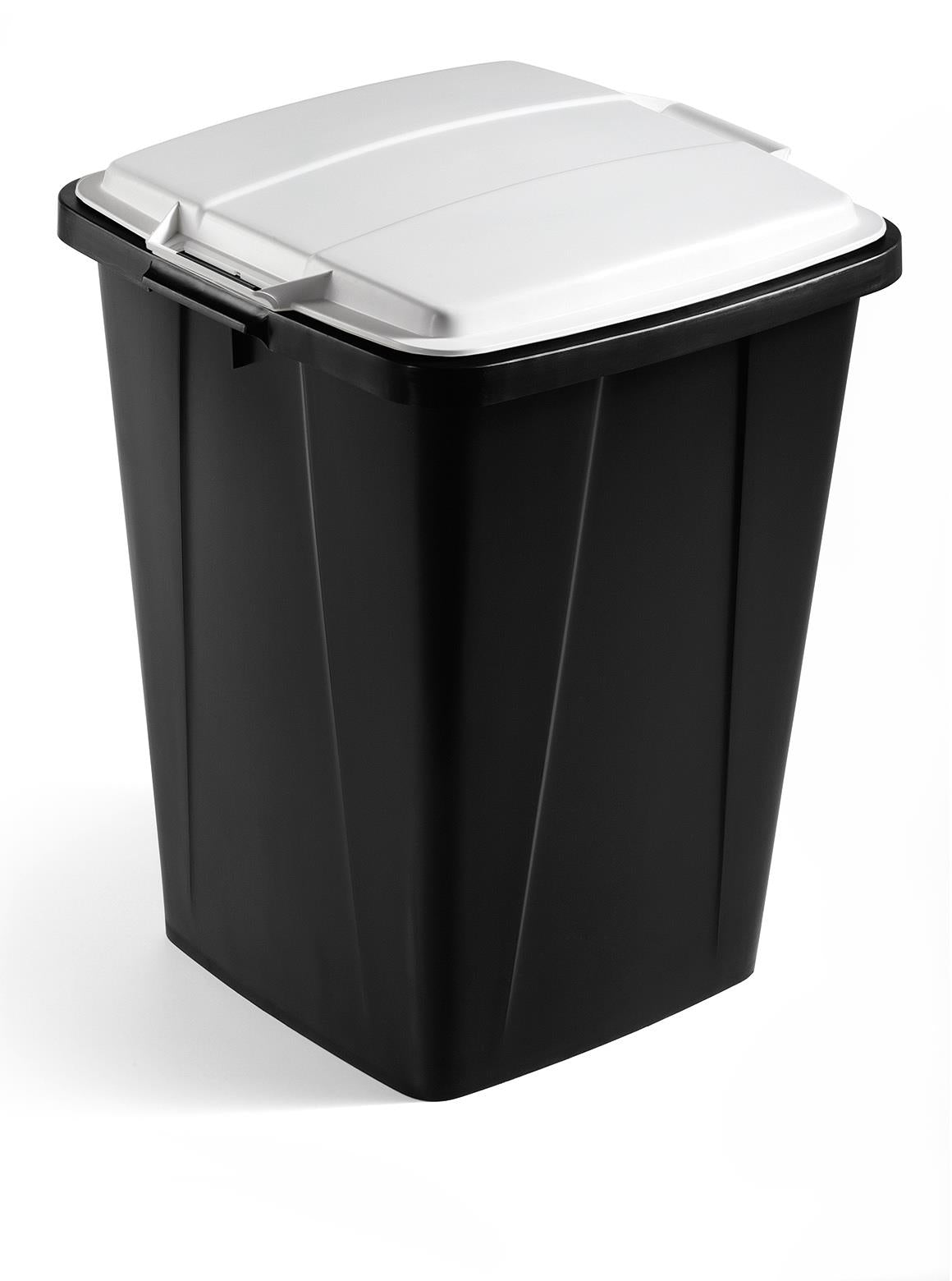 Durable DURABIN ECO Strong Square Black Recycling Bin + Grey Lid | 90L