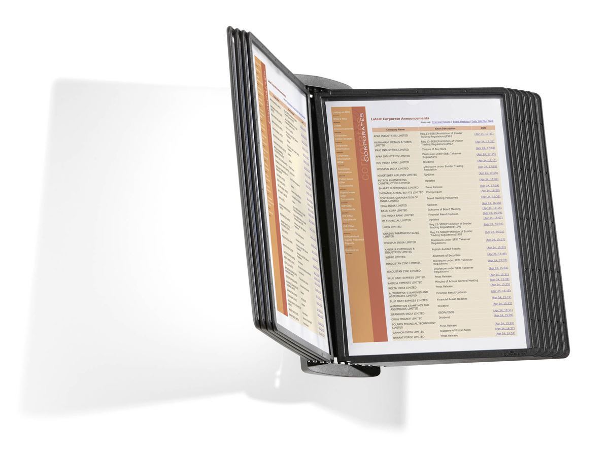 Durable SHERPA WALL 10 Display Panel Document Holder | 10 Panels | A4 Black
