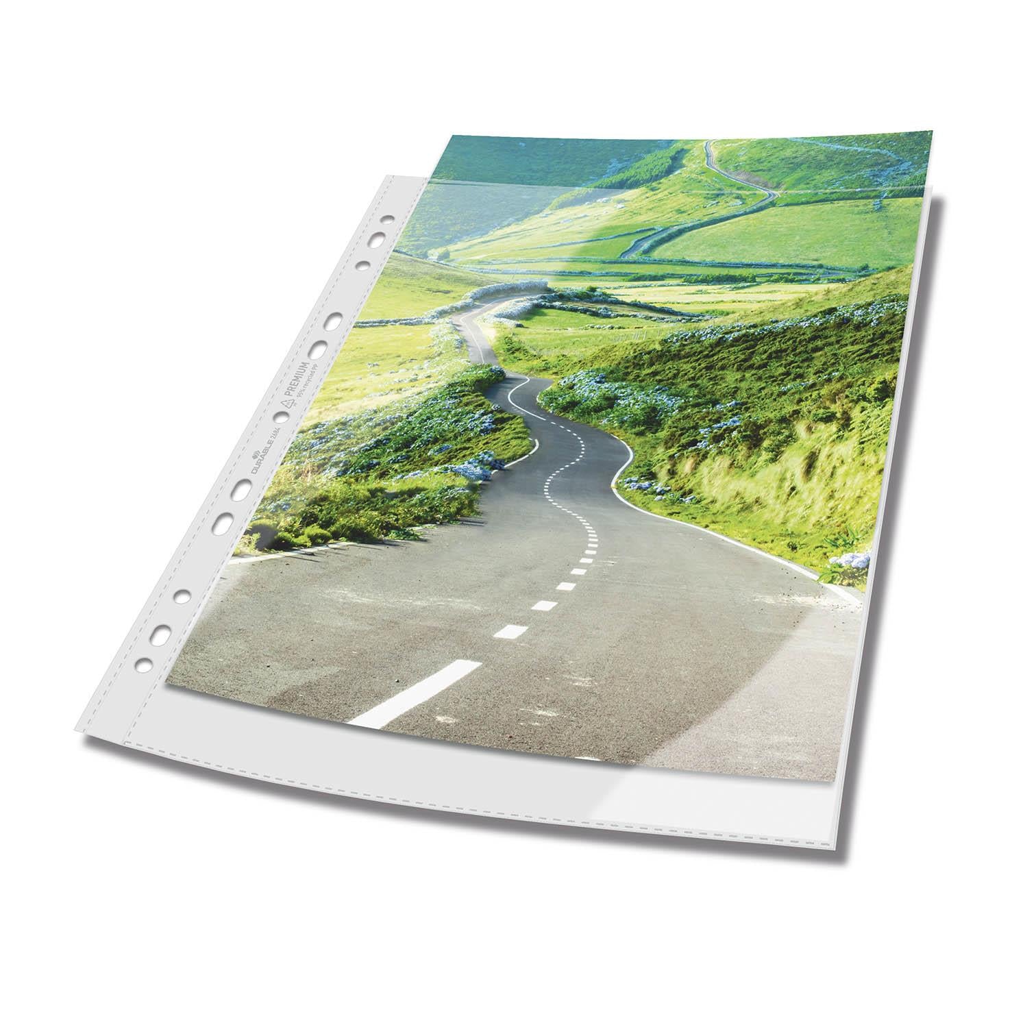 Durable Recycled Punched Pocket PREMIUM Sleeve Wallets | 40 Pack | A4 Clear