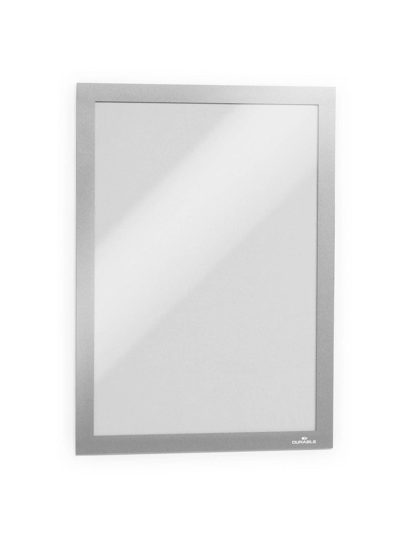 Durable DURAFRAME Self Adhesive Magnetic Signage Frame | 10 Pack | A4 Silver