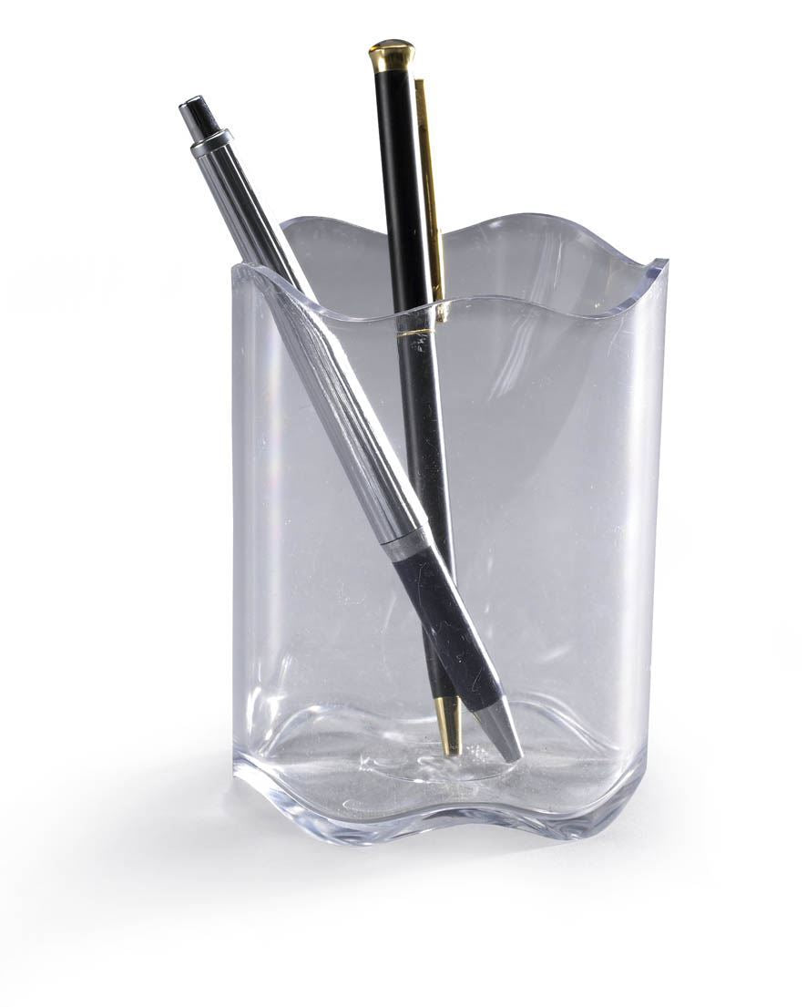 Durable TREND Pen Pot Pencil Holder Desk Tidy Transparent Organizer Cup | Clear