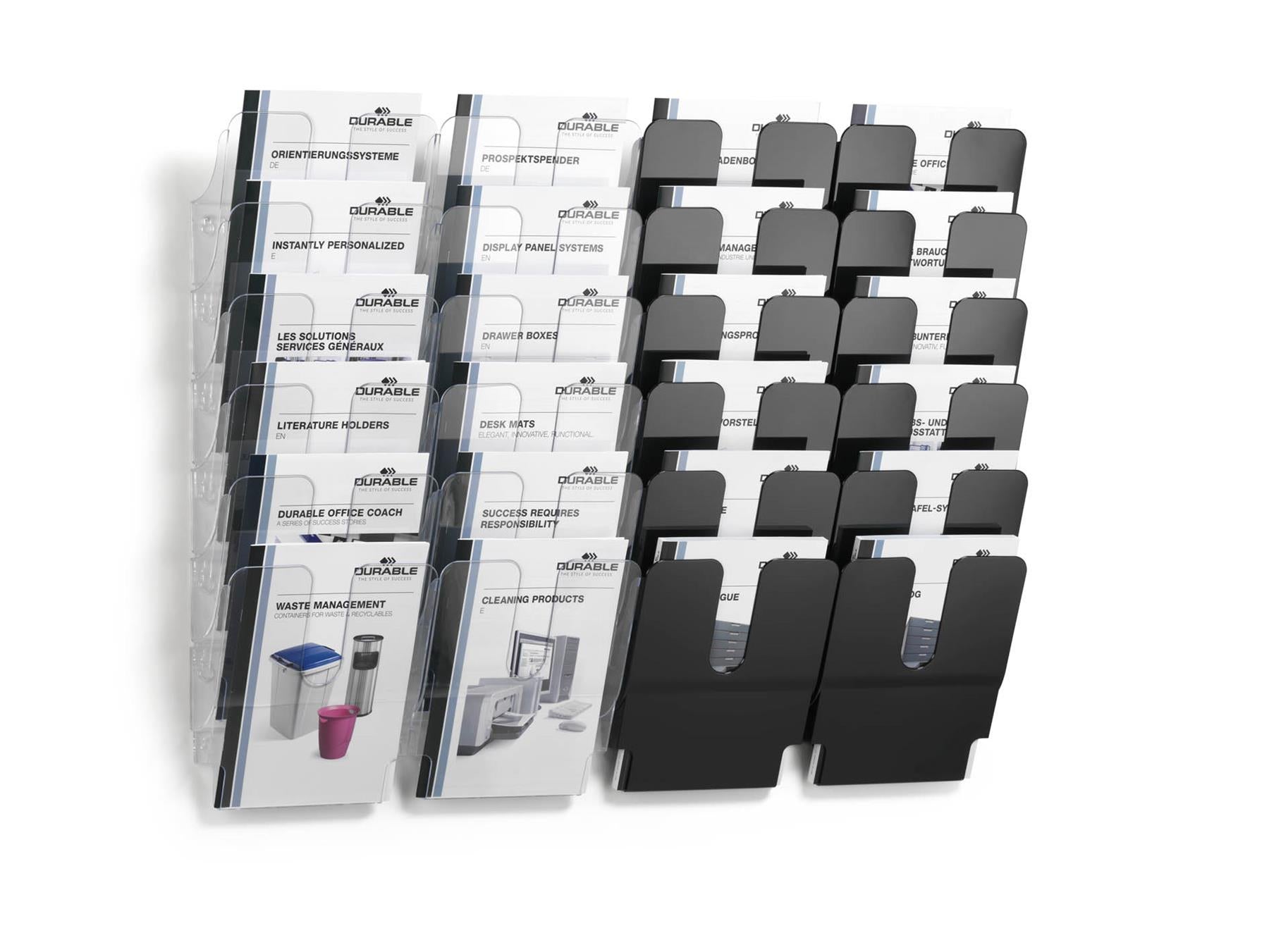 Durable FLEXIPLUS 6 Wall Mounted Literature Tray | A4 Portrait Holder | Clear