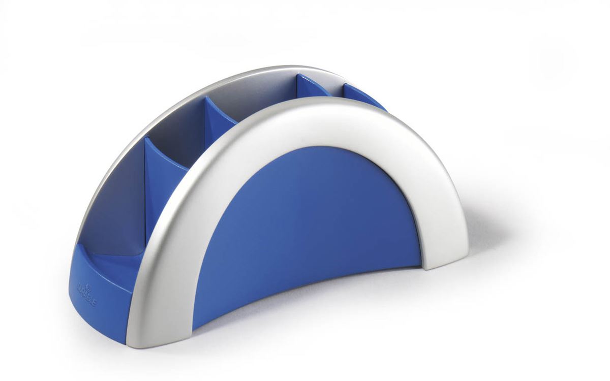 Durable VEGAS Pen Pot Pencil Holder Desk Tidy Organizer Cup | Blue & Silver