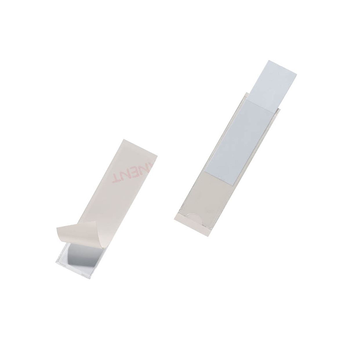 Durable POCKETFIX Self-Adhesive Clear Label Sleeve Pockets | 10 Pack | 75 x 18mm