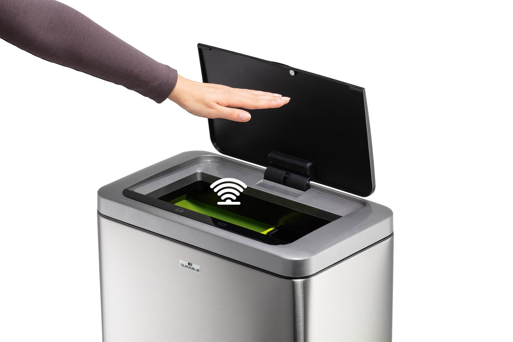 Durable DUO Motion Sensor Bin | Smart Automatic Steel Kitchen Waste Bin | 2x20L