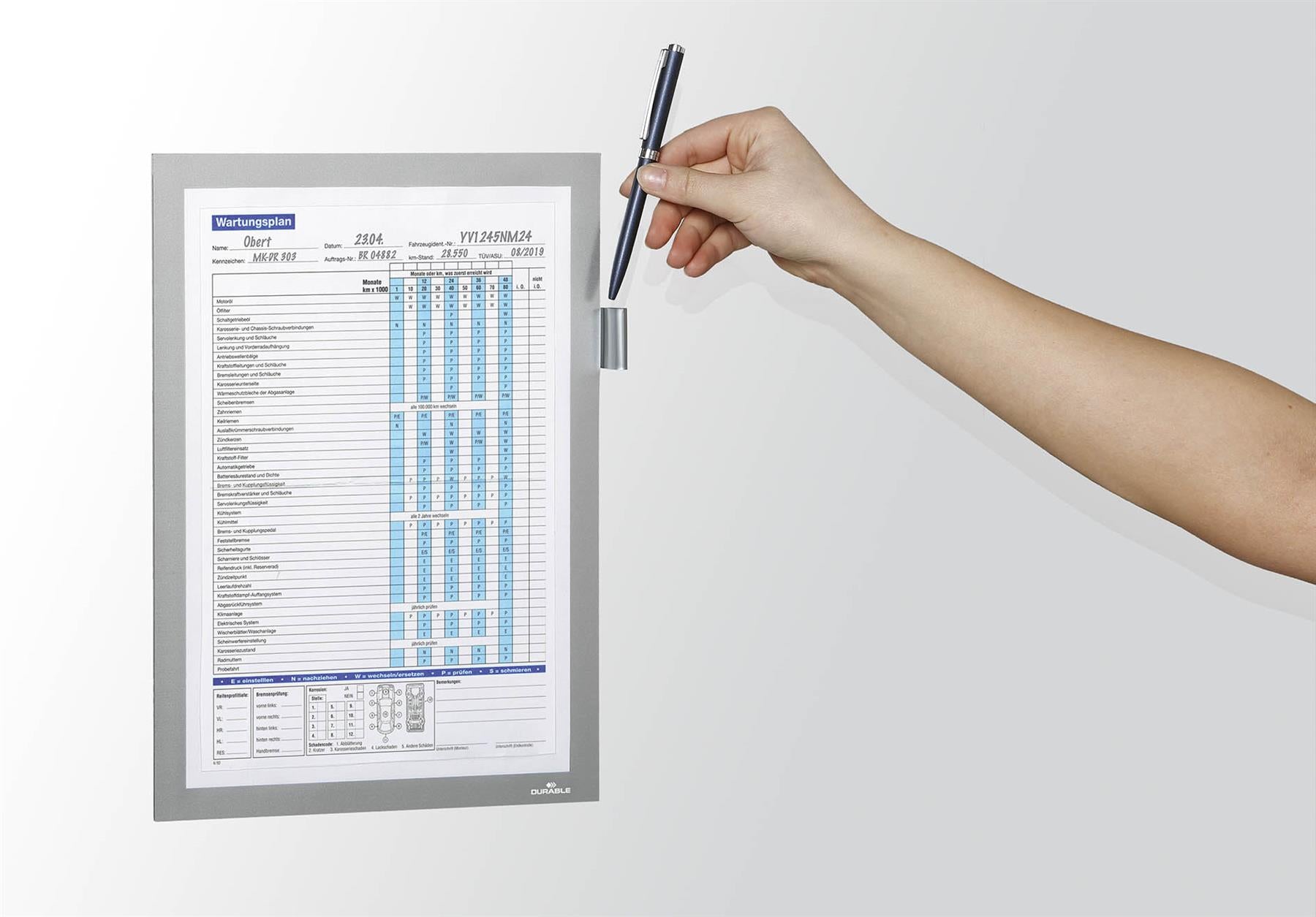 Durable DURAFRAME NOTE Magnetic Document Frame for Metal | A4 Silver