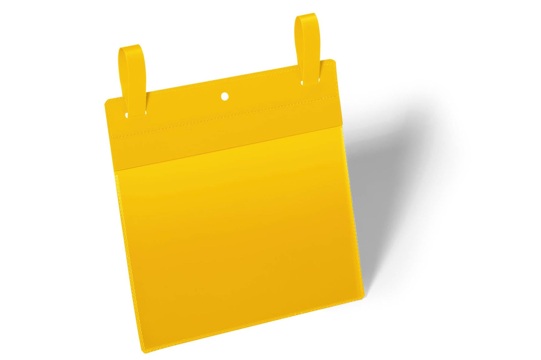 Durable Strap Ticket Holder Document Pocket Landscape | 50 Pack | A5 Yellow
