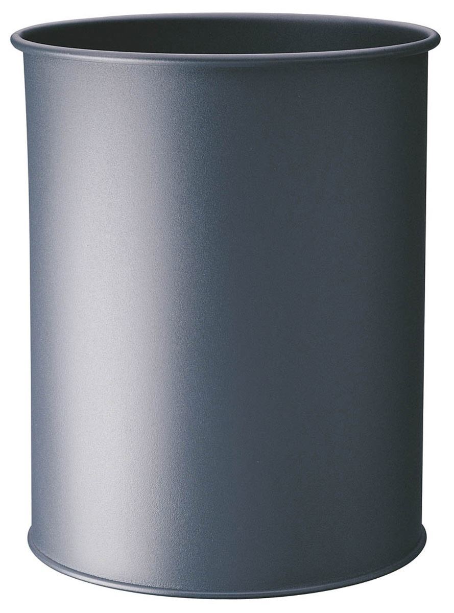 Durable Metal Round Waste Bin | Scratch Resistant Steel | 15L | Charcoal Grey