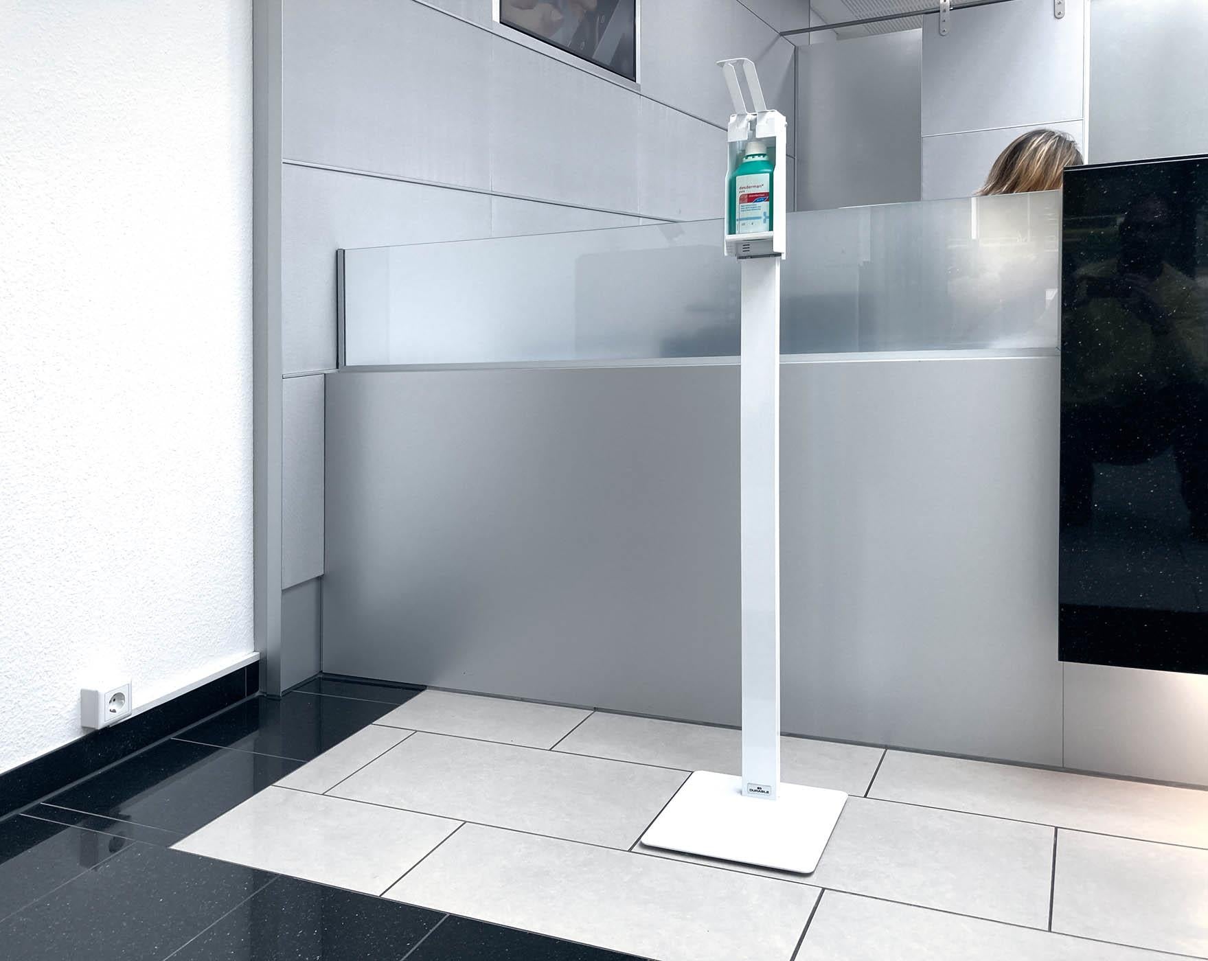 Durable Hand Sanitiser Disinfectant Dispenser Floor Stand | White