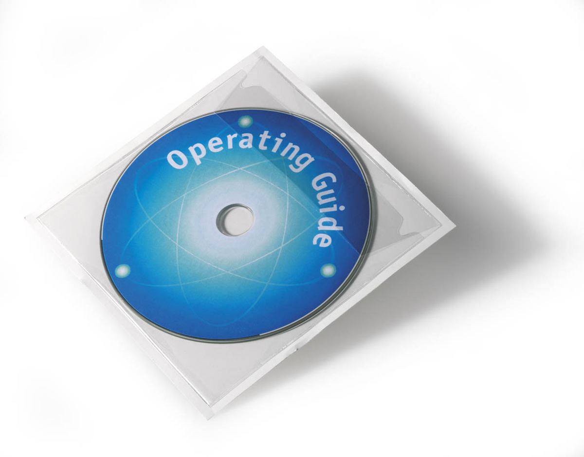 Durable POCKETFIX Self-Adhesive Clear CD\DVD Sleeve Pocket | 100 Pack
