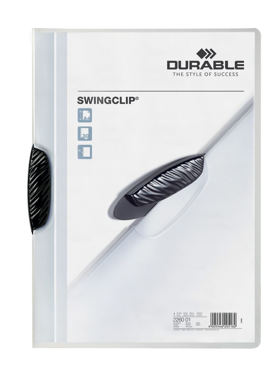 Durable SWINGCLIP 30 Document Swing Clip File Folder | 25 Pack | A4 Black