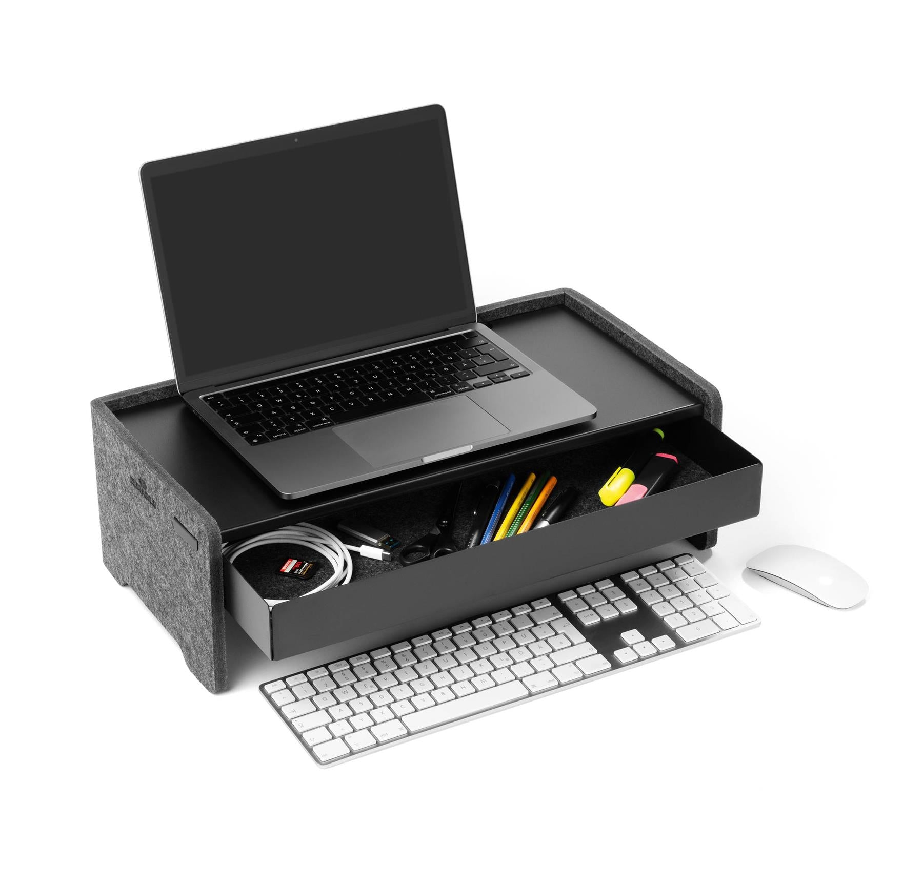 Durable Felt Lined Metal Drawer for Monitor Riser Stand | 47 x 22 cm