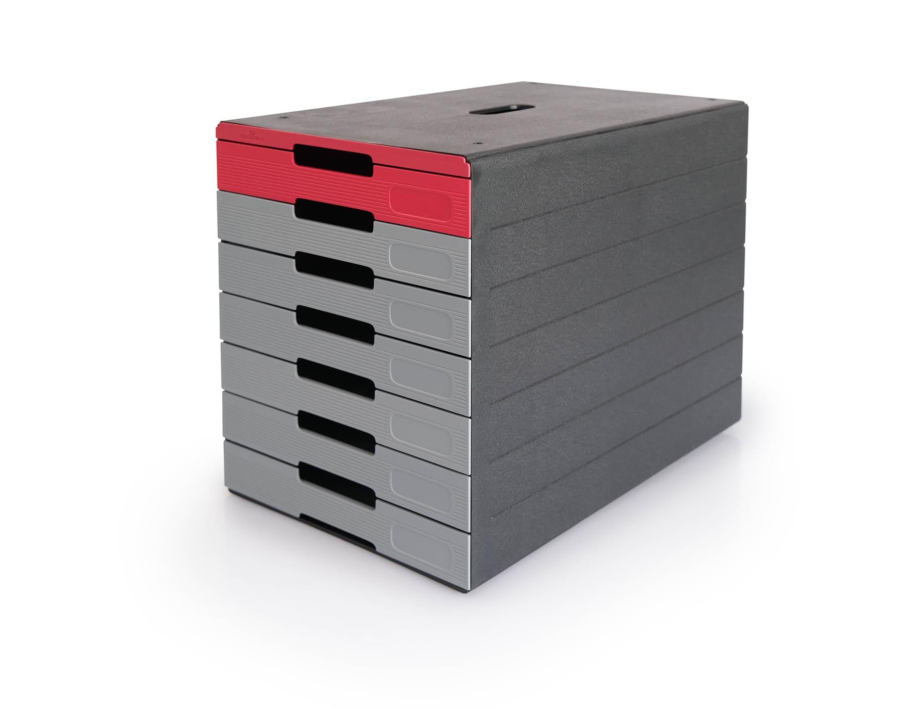 Durable IDEALBOX ECO 7 Drawer Recycled Plastic File Storage Organiser | Red