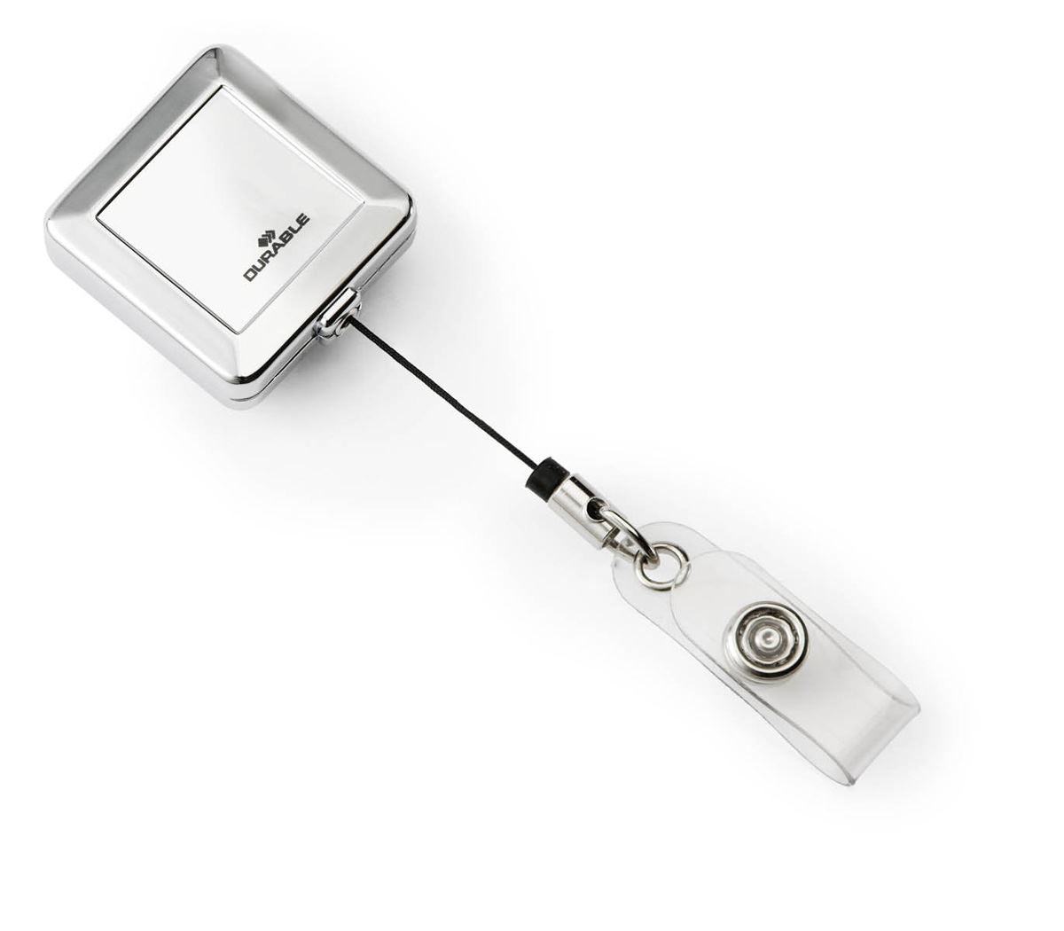 Durable QUADRO Retractable Clip Badge Reel for ID & Keys | 10 Pack | Chrome