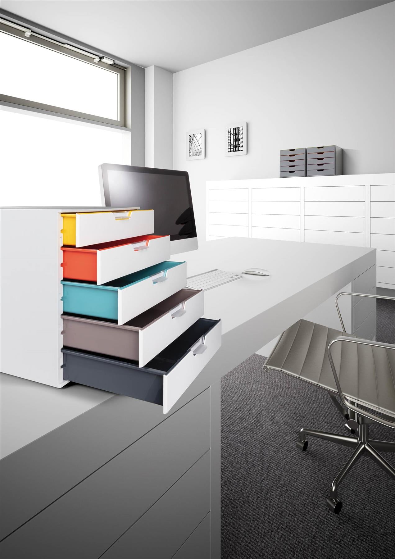 Durable VARICOLOR Desktop Organiser 5 Drawer Colour Coded Modular Storage | A4+