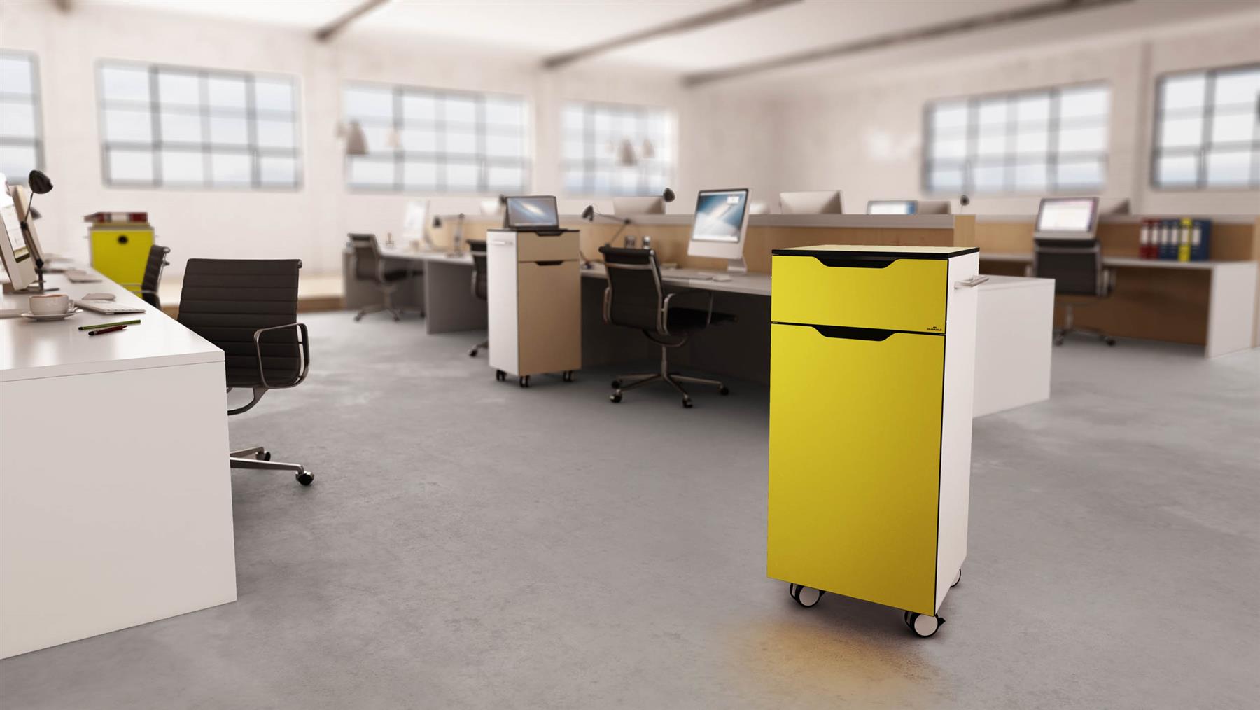 Durable QUARO ADVANCED | Multi-Function Office Trolley | Yellow
