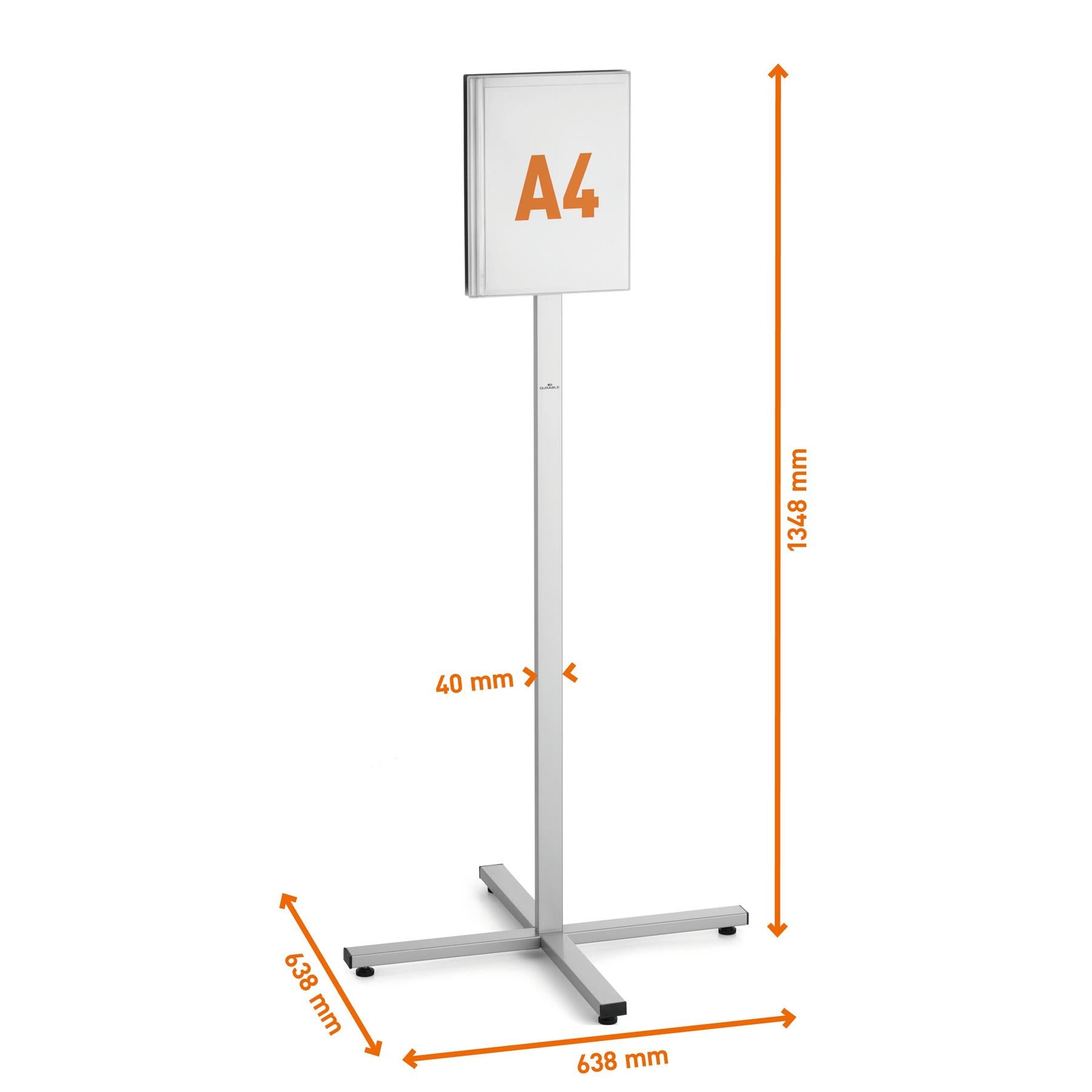 Durable INFO STAND OUTDOOR Stainless Steel Floor Sign | A4 Display Panel | Grey