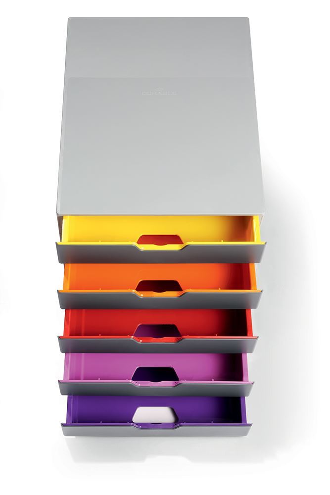 Durable VARICOLOR Desktop Organiser 5 Drawer Colour Coded Modular Storage | A4+