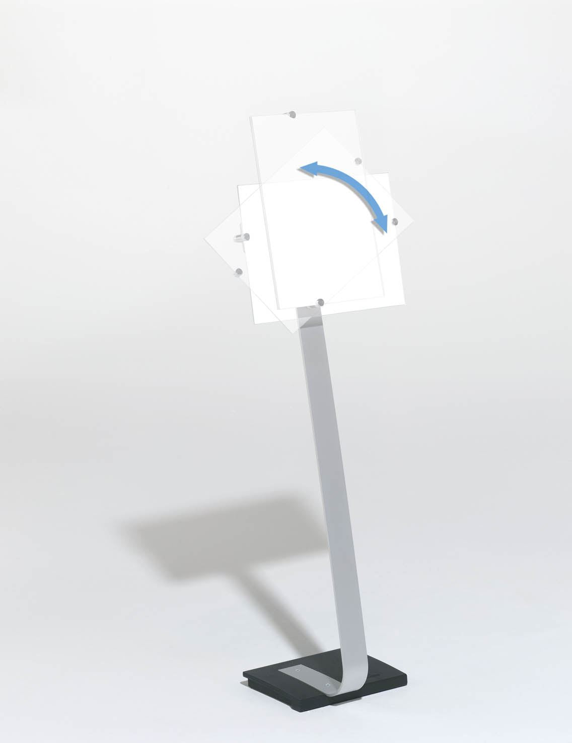 Durable CRYSTAL SIGN Aluminium Display Panel Floor Stand A3 | 1.25m | Silver