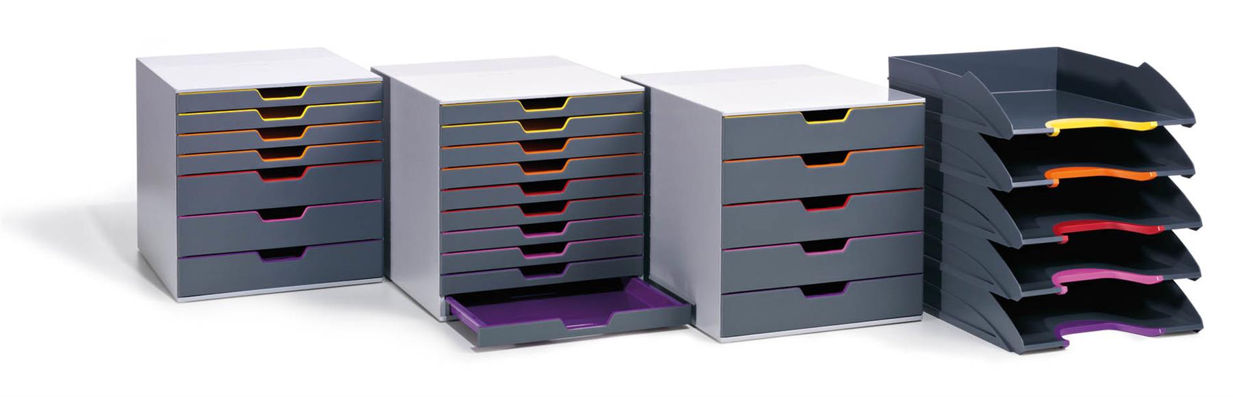 Durable VARICOLOR ECO Stackable Letter Tray Files | A4+ Colour Coded 5 Pack