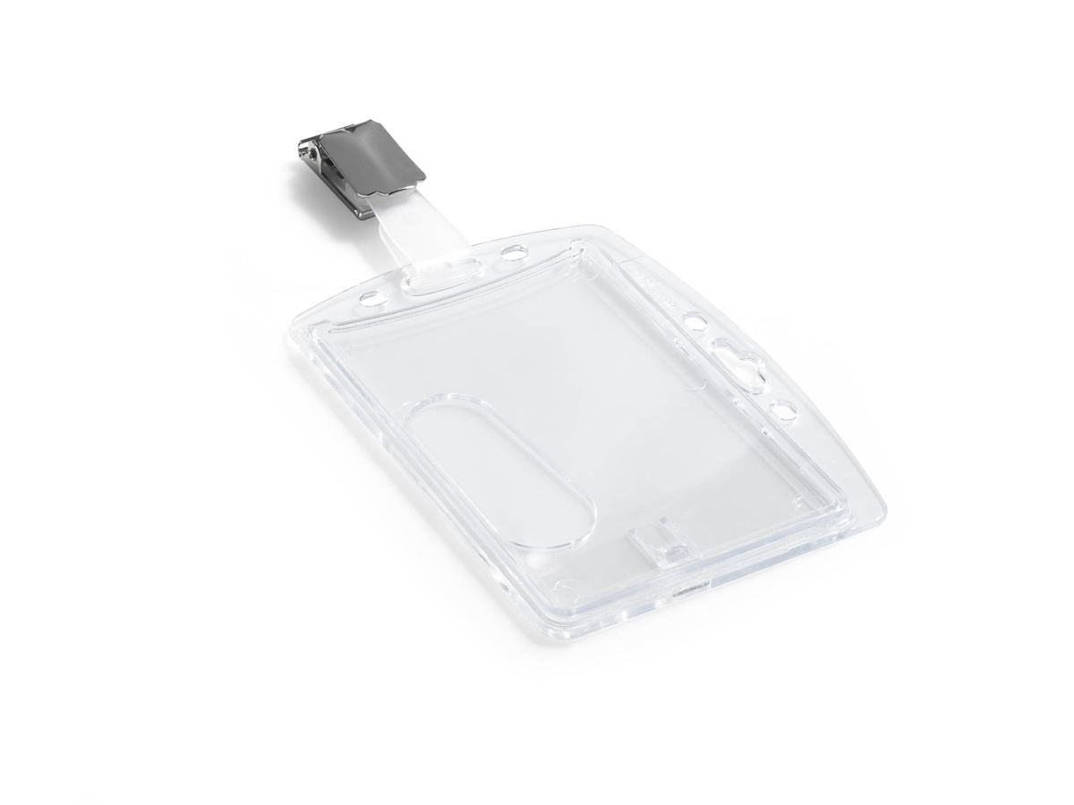 Durable Enclosed Card Security Pass ID Badge Holders with Clip | 25 Pack | Clear