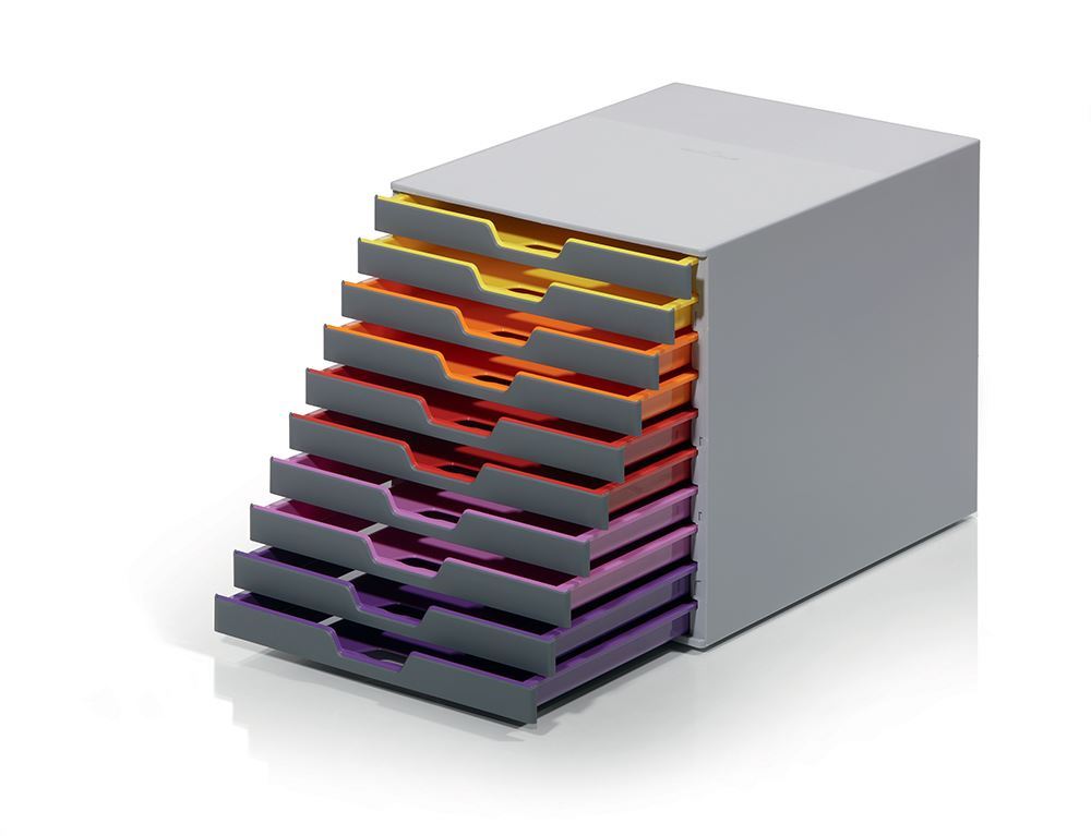 Durable VARICOLOR Desktop Organiser 10 Drawer Colour Coded Modular Storage | A4+