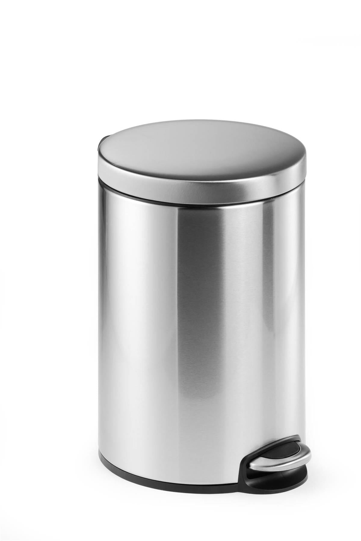 Durable Round Stainless Steel Pedal Bin | 12 Litre | Silver