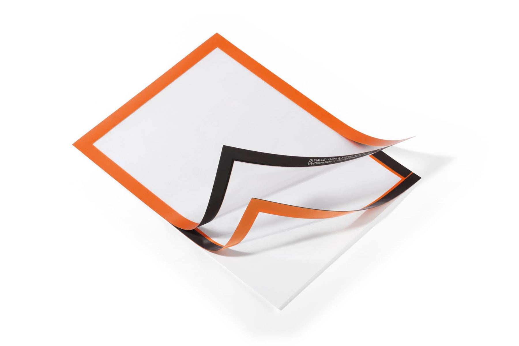 Durable DURAFRAME Self Adhesive Magnetic Signage Frame | 2 Pack | A4 Orange