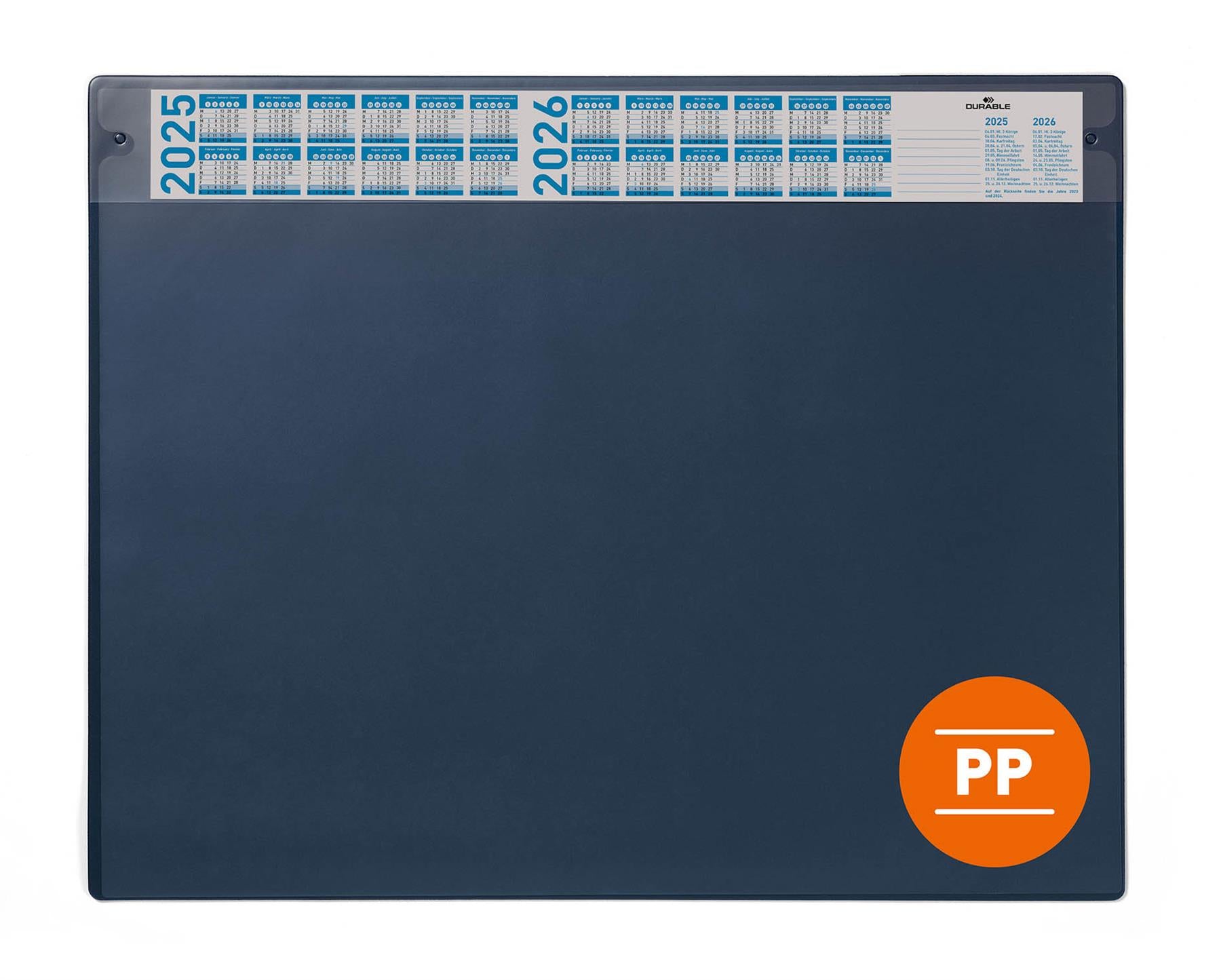 Durable Calendar Desk Mat Clear Overlay Notes Protector Pad | 65x48 cm | Blue