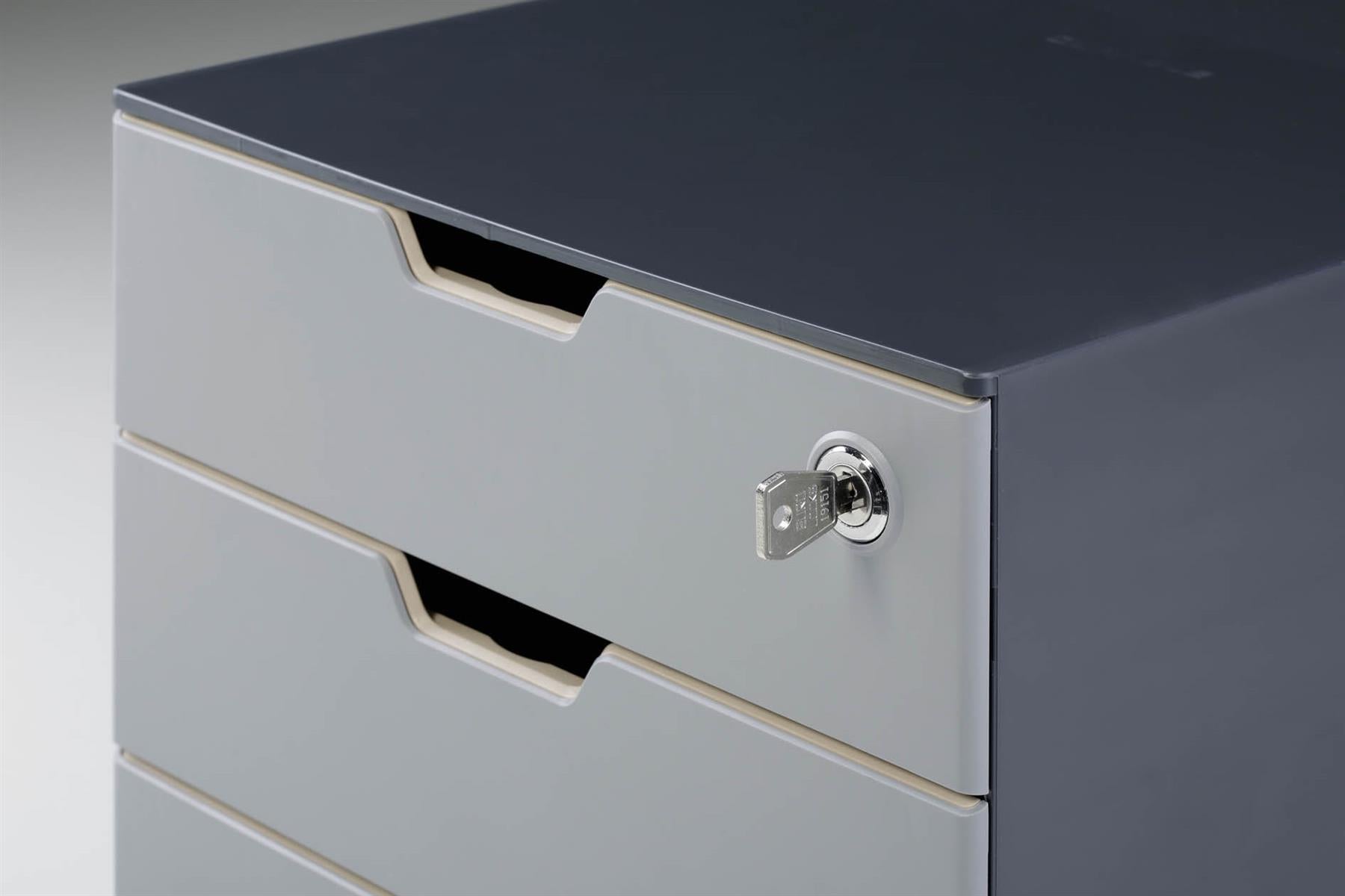 Durable COFFEE POINT Modular Lockable Storage Box 4 Drawer Organiser | Grey