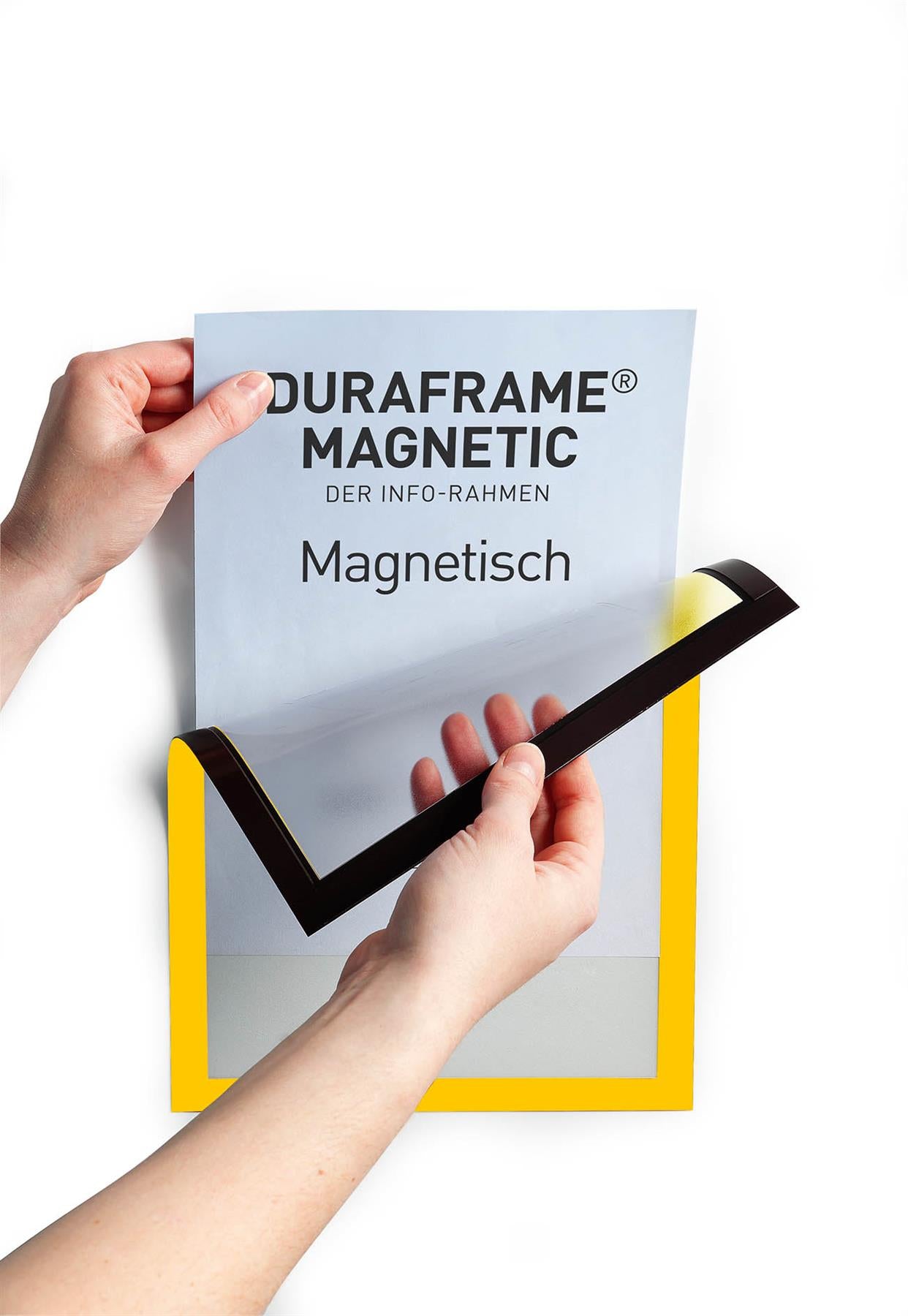 Durable DURAFRAME Magnetic Document Signage Frame for Metal | 5 Pack | A4 Yellow