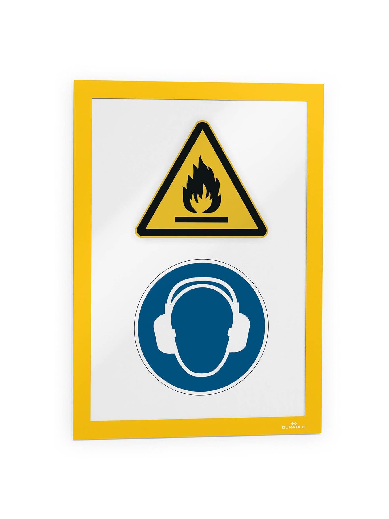 Durable DURAFRAME Self Adhesive Magnetic Signage Frame | 2 Pack | A4 Yellow