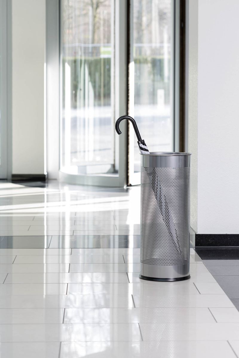 Durable Modern Perforated Steel Umbrella Stand | 29 Litre Silver